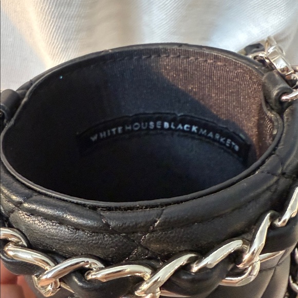 White House Black Market Quilted Black Chain Drink Holder - Picture 5 of 6